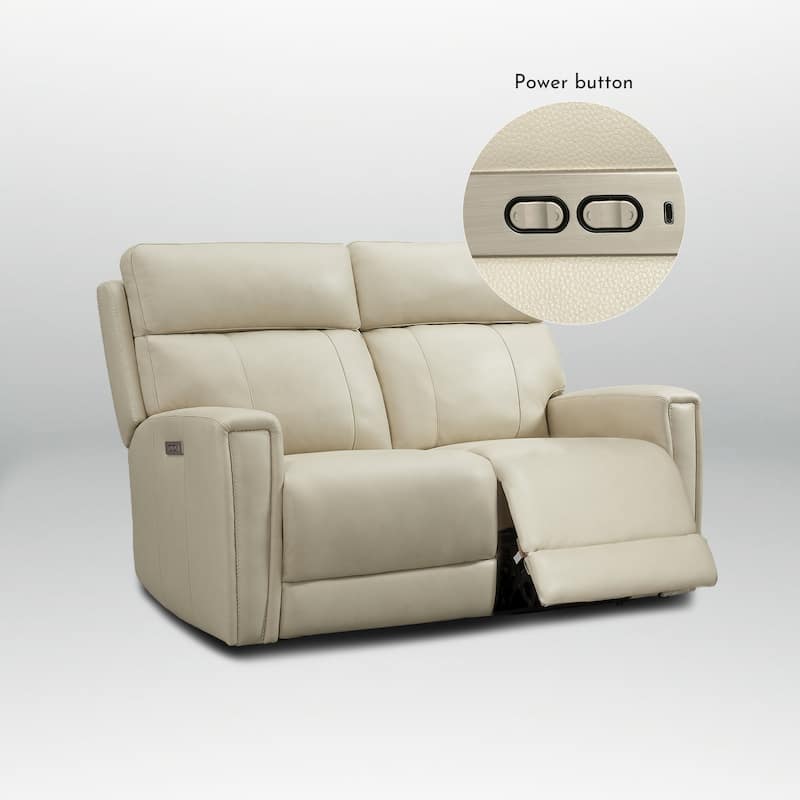 Genuine Leather Reclining Loveseat with Dual-Power Adjustable Headrest & Footrest, Zero Gravity, USB & USB-C Charging Ports