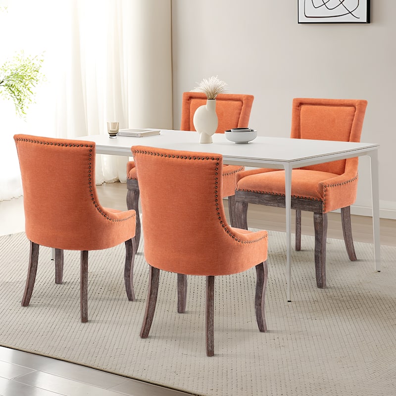 Traditional Tufted Ultra Upholstered Wingback Dining Chair Set of 6