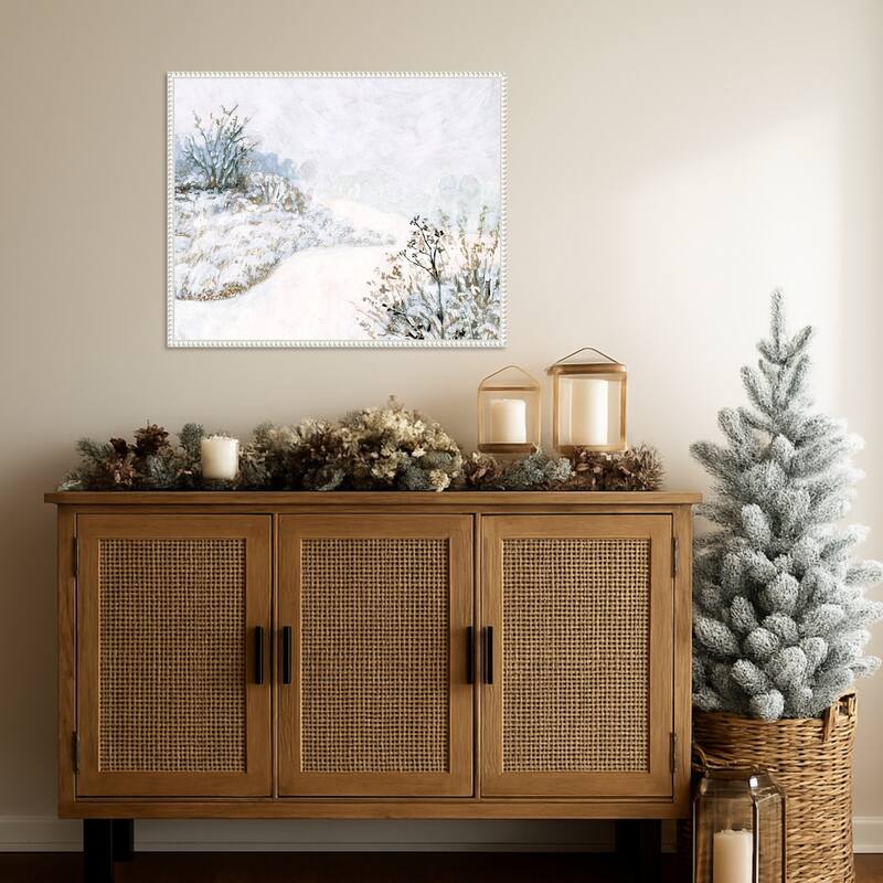 Frozen River Study II by Victoria Borges (28 x 23 in.), Framed Canvas Wall Art Print - Sylvie Beaded White