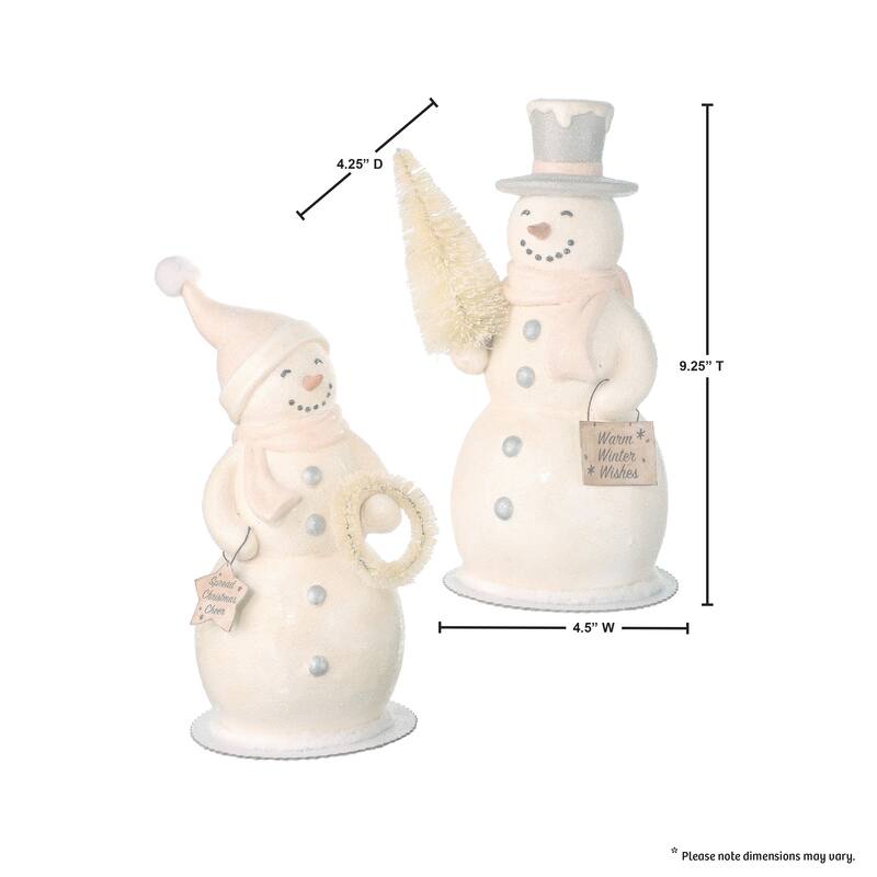 9.3" Resin Frosty Snowman Tree Set of 2