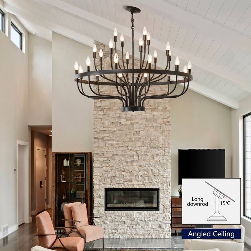 Industrial Chandelier Rustic Vintage 24-Lights Candle Style Light Fixture Large Retro