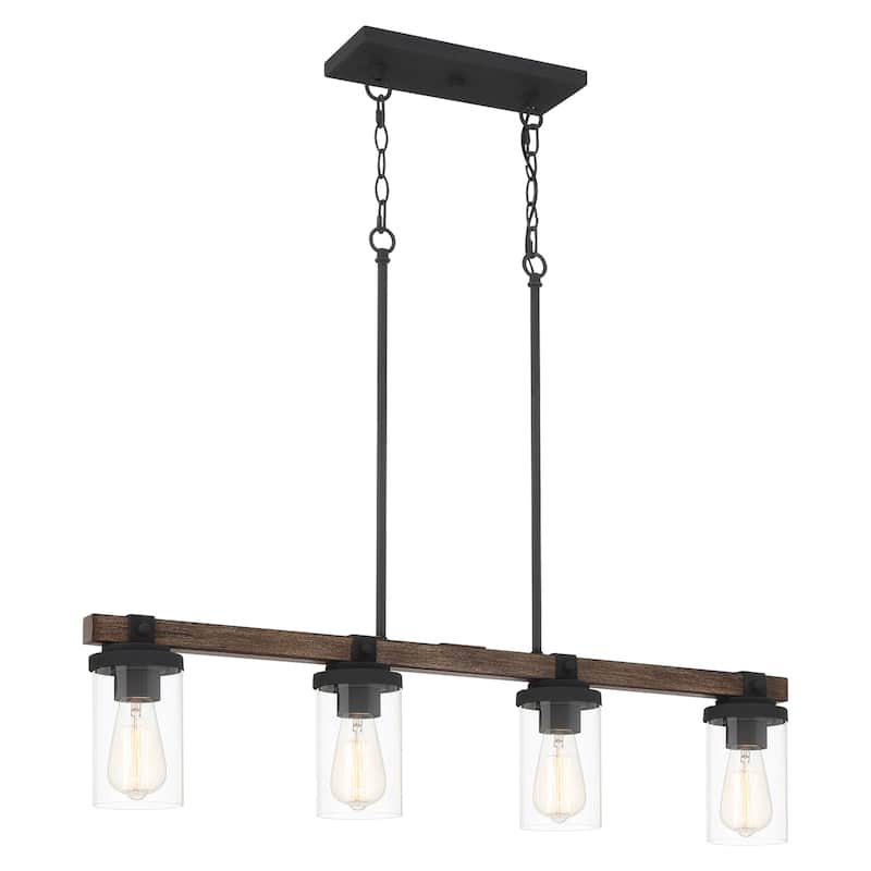 Mackenzi 4-light Farmhouse Linear Chandelier with Clear Glass - 36 inches
