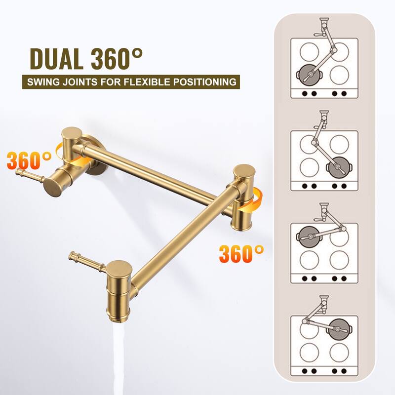 WOWOW 23.5-inch Wall Mount Pot Filler with Double Handle