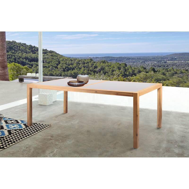 Sienna Outdoor Patio Dining Table with Grey Center Stone - Grey