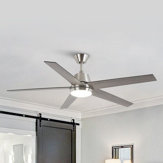 Vaczon 52" Brushed Nickel Modern Smart LED Ceiling Fan Reversible DC Motor with App and Remote
