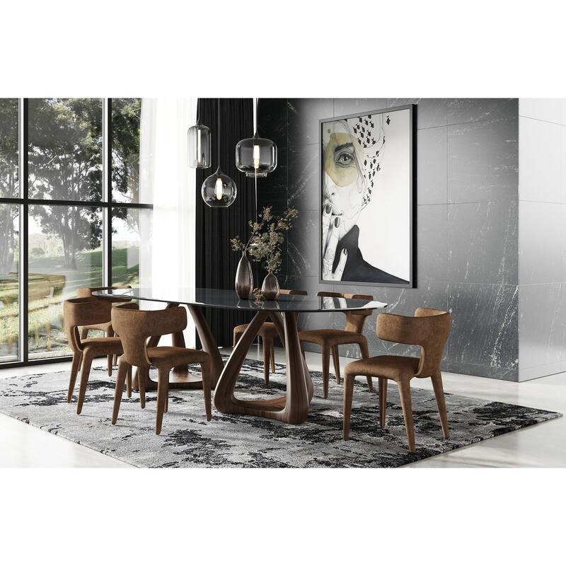 Modrest Saehee Modern Camel Velvet Fabric Dining Chair