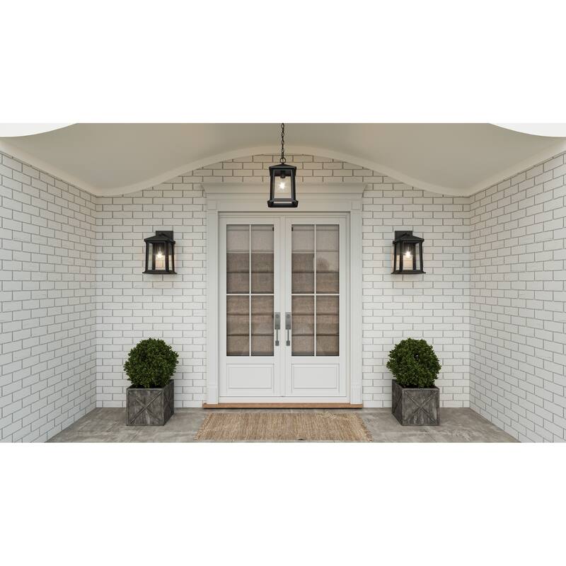Satterfield 1-Light Matte Black Outdoor Hanging Lantern