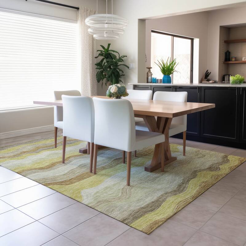 Machine Washable Indoor/ Outdoor Ombre Stripes Chantille Rug