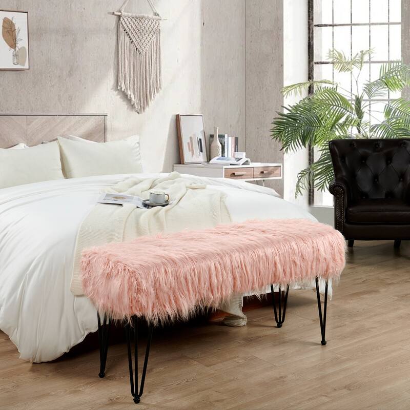Mongolian Fauxfur Ottoman