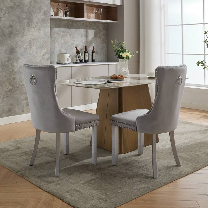 Roomfitters Upholstered Dining Chairs Set of 2 with Nailhead Trim and Wood Legs, Modern Side Chairs for Kitchen