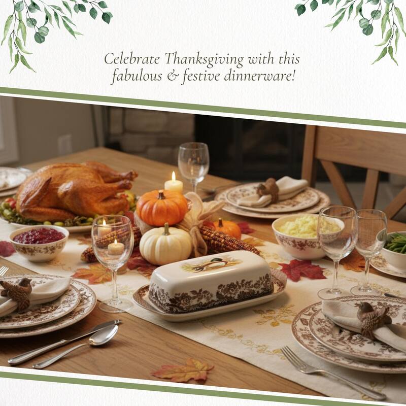 Spode Woodland Covered Butter Dish - 8 in by 4 in