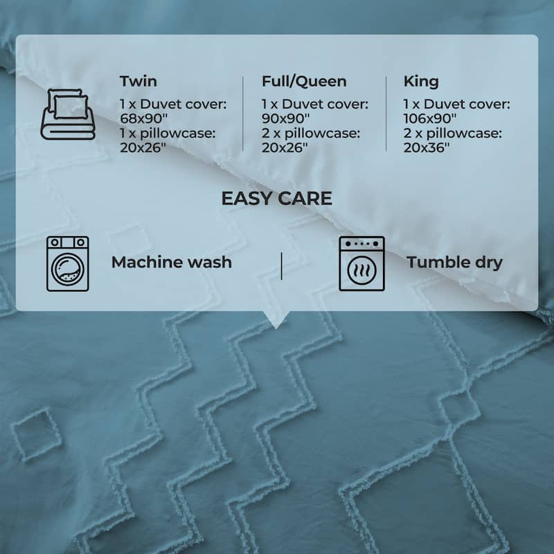 Bohemian Clipped Duvet Cover Set with Zipper Closure