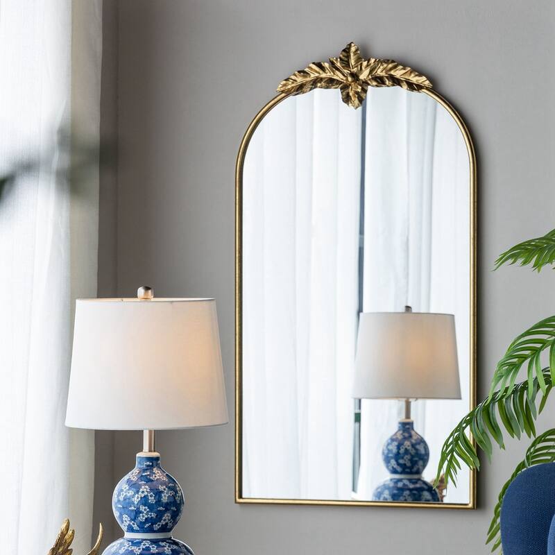 24" x 42" Arched Wall Mirror with Gold Metal Frame