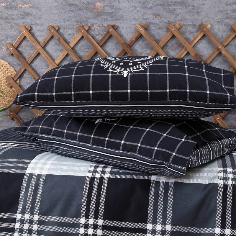 SUSSEXHOME Black Imaginations Full Size Duvet Cover Set Anthracite