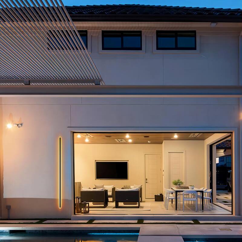 Modern Black Linear Rectangular Strip Exterior Sconce Integrated LED Waterproof IP65 Outdoor Wall Light