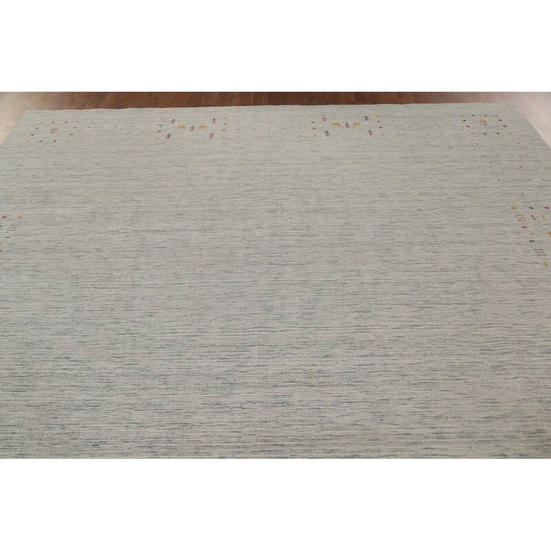 Ivory Tribal Gabbeh Indian Area Rug Handmade Wool Carpet - 9'0"x 11'7"