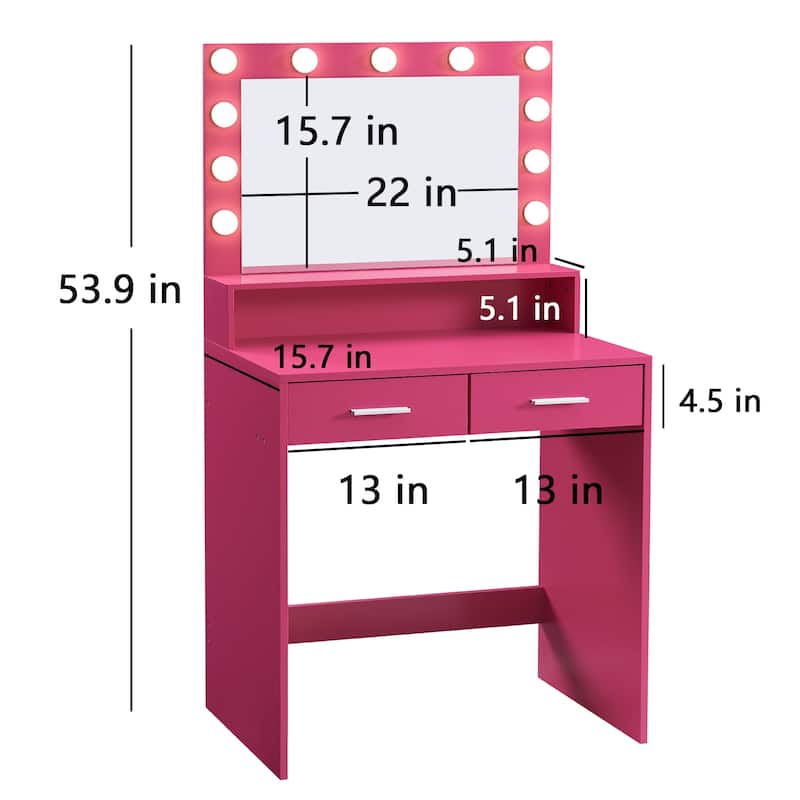 Makeup Vanity Desk with Lighted Mirror,Makeup Table with 2 Drawers