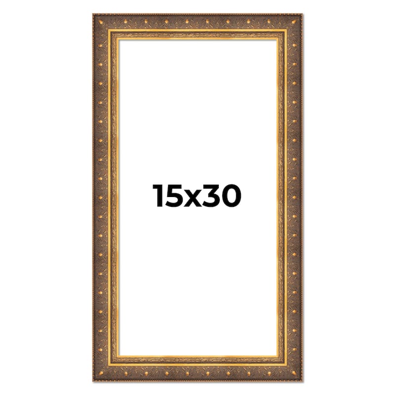 15x30 Frame Gold Real Wood Picture Frame inches Interior Frame Depth 1 inches Museo Bronze Ornate Photo Frame with UV Acrylic