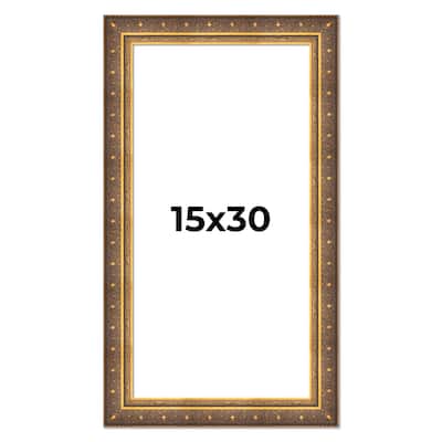 15x30 Frame Gold Real Wood Picture Frame inches Interior Frame Depth 1 inches Museo Bronze Ornate Photo Frame with UV Acrylic