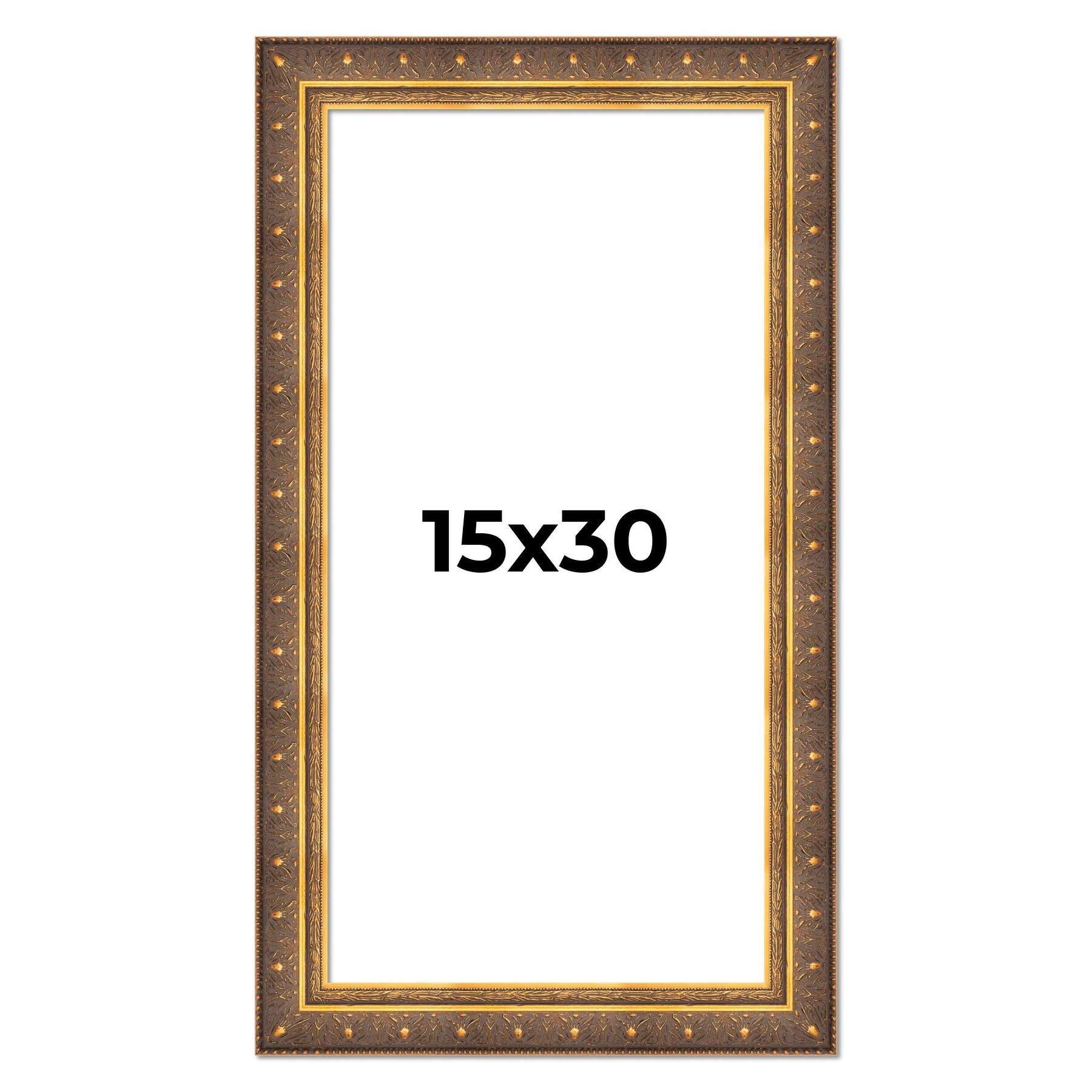 15x30 Frame Gold Real Wood Picture Frame inches Interior Frame Depth 1 inches Museo Bronze Ornate Photo Frame with UV Acrylic