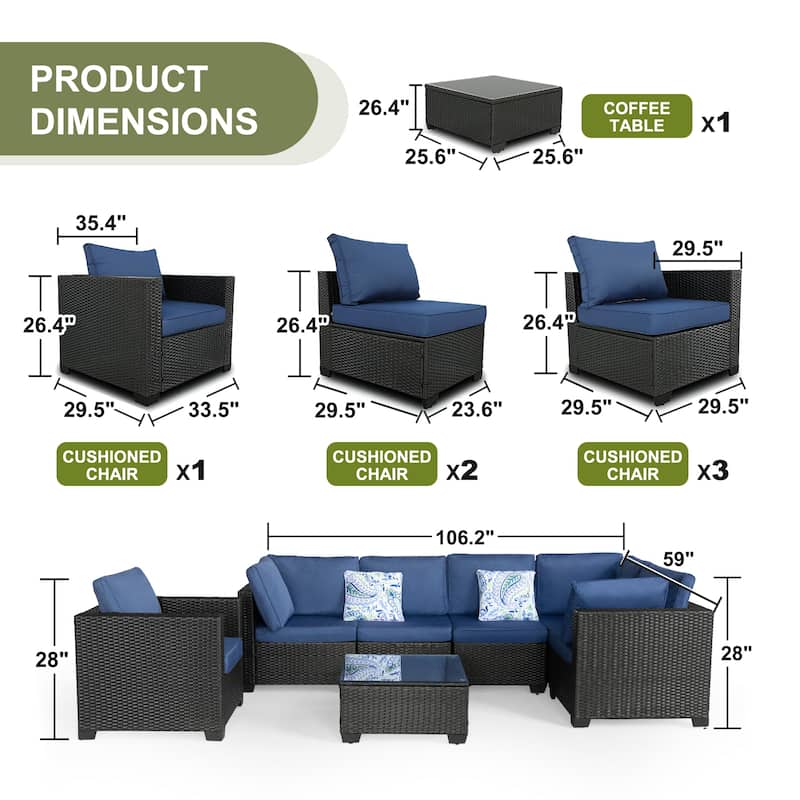 7-Piece Outdoor Set Furniture Patio Sectional Furniture Set