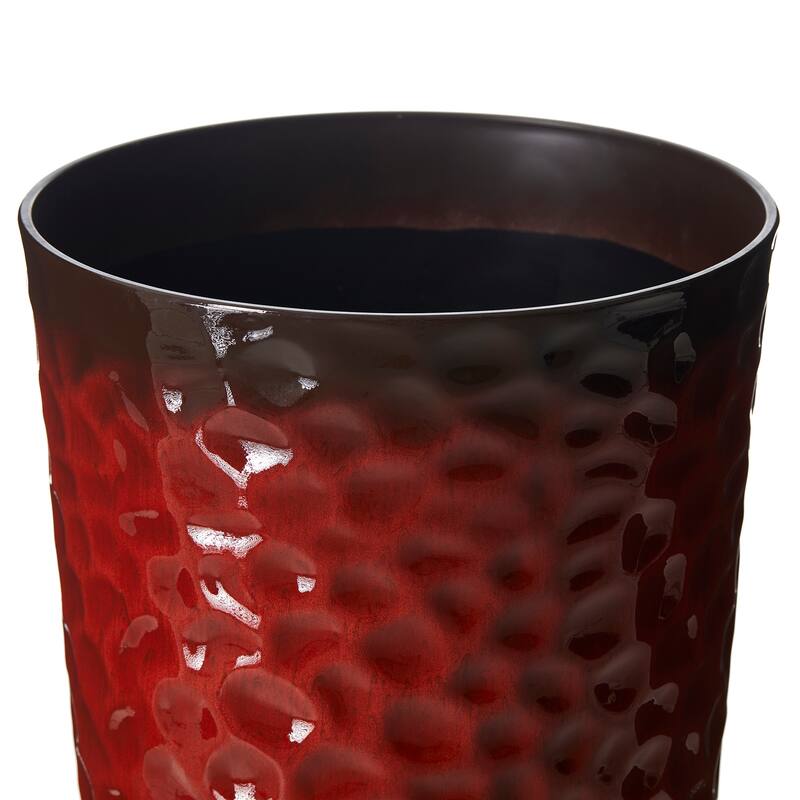 Glitzhome Set of 2 Oversized Tall Planter Honeycomb Textured Gradient Cobalt Blue Garden Plant Pots with Drainage Holes