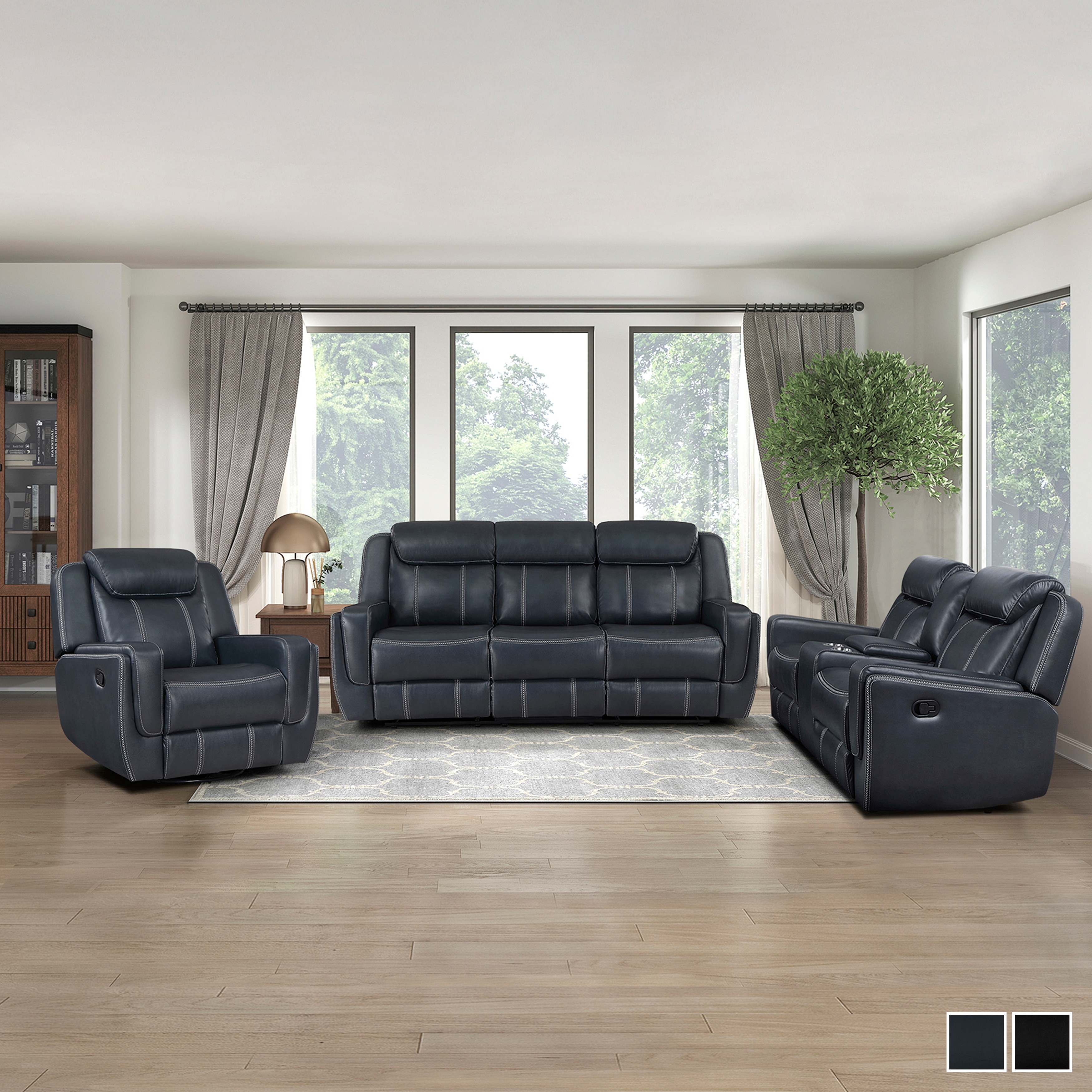 Fremont & Park Manuel 3-Piece Manual Reclining Living Room Sofa Set