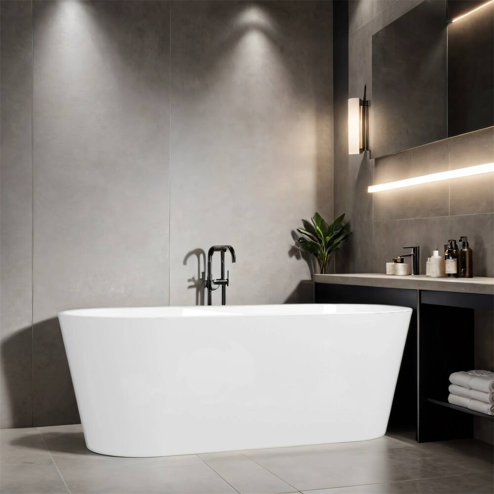 67" Acrylic Soaking Tub with Toe-tap Drain and Slotted Overflow