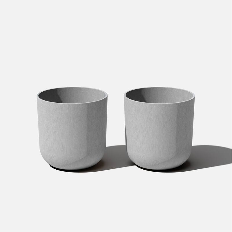 Pure Series Kona Modern Round Planter - 15 inches - 2 Pack - Grey