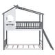 preview thumbnail 15 of 20, Twin Over Twin Bunk Bed Wood Bed with Roof, Window, Ladder
