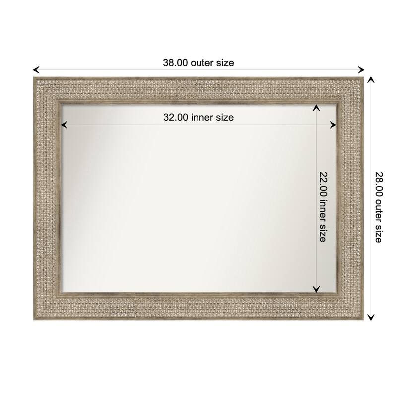 Trellis Silver Framed Non-Beveled Custom Wall Mirror, Bathroom Vanity Mirror - Outer Size: 38 x 28