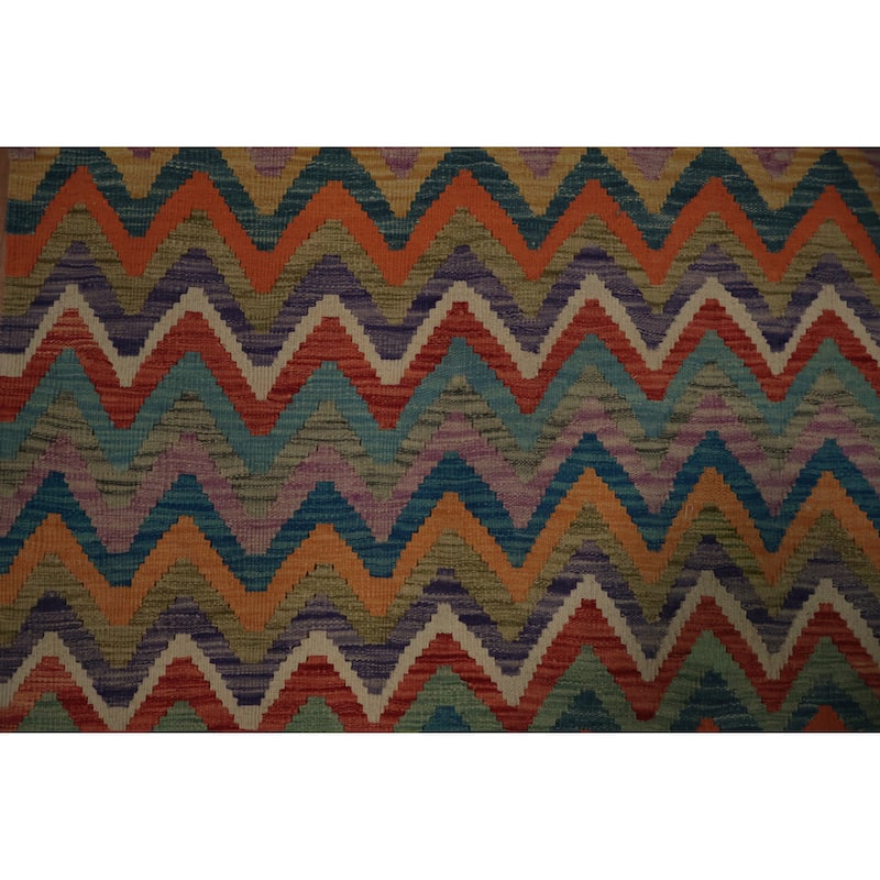 Hand Woven Oriental 100% Wool Carpet Southwestern Geometric Multi-Colored Kilim Area Rug - 5' 0'' X 3' 5''