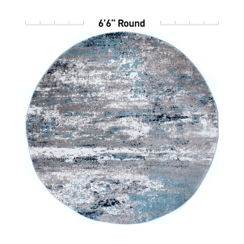 World Rug Gallery Distressed Abstract Watercolor Area Rug