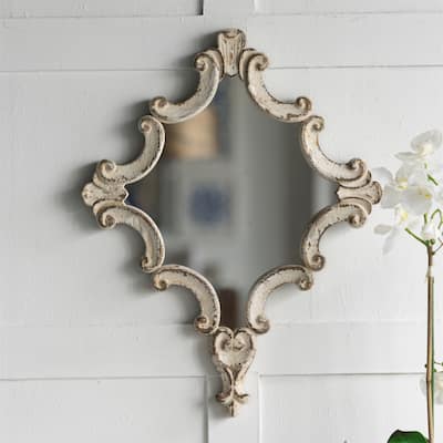 White Artistic Diamond Wall Mounted Mirror