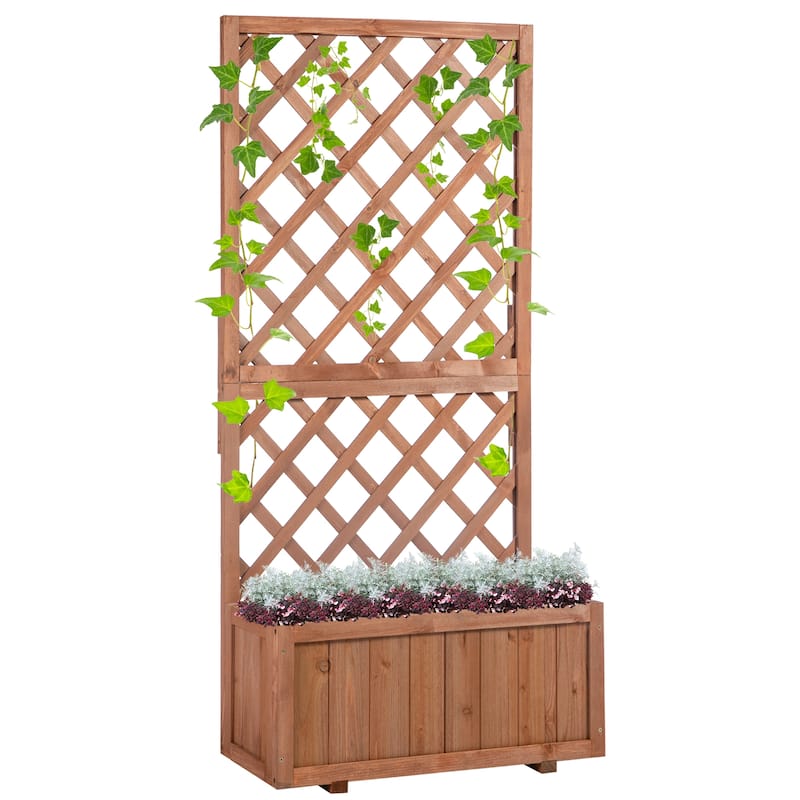 Outsunny Tall Planter Box with Trellis