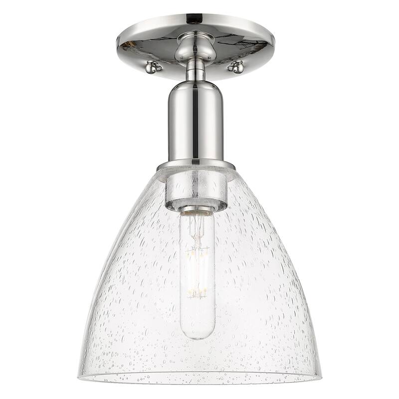Innovations Lighting 716-1C-11-8 Bristol Semi-Flush Bristol 8" Wide - Polished Nickel / Seedy