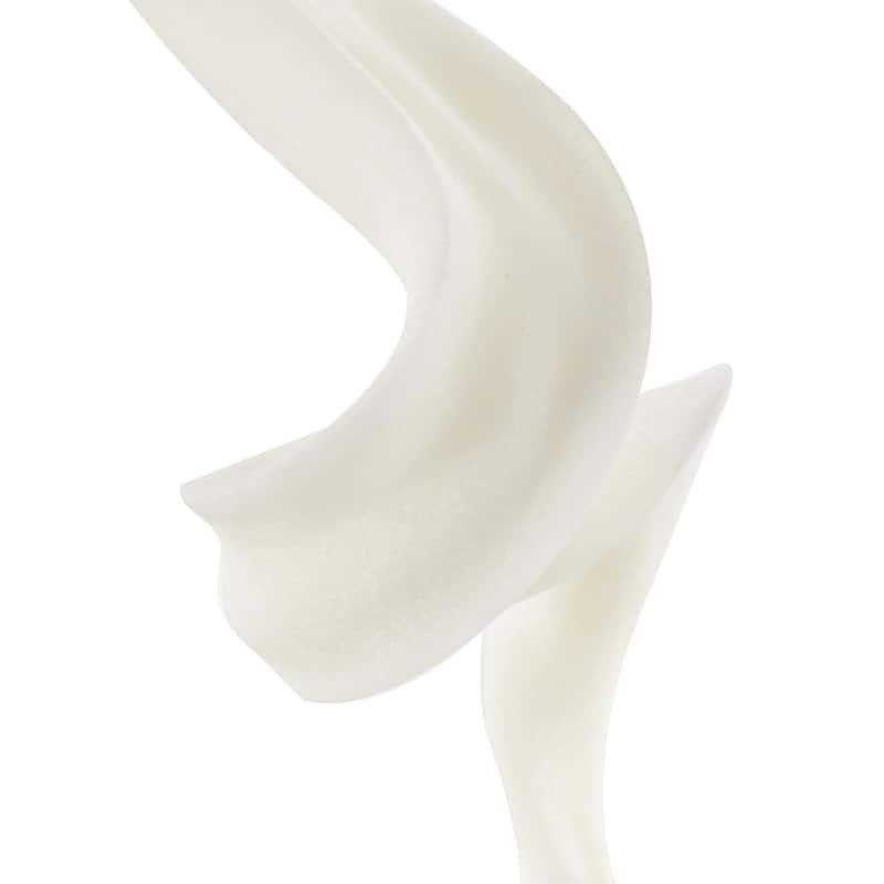 Polystone Abstract Twisted Wave Decorative Sculpture with Elevated Base - White - Roche River Decor
