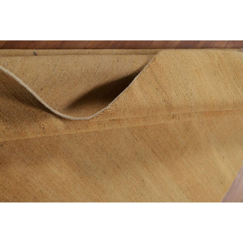 Gold Striped Modern Gabbeh Oriental Rug Handmade Wool Carpet - 4'10"x 6'6"