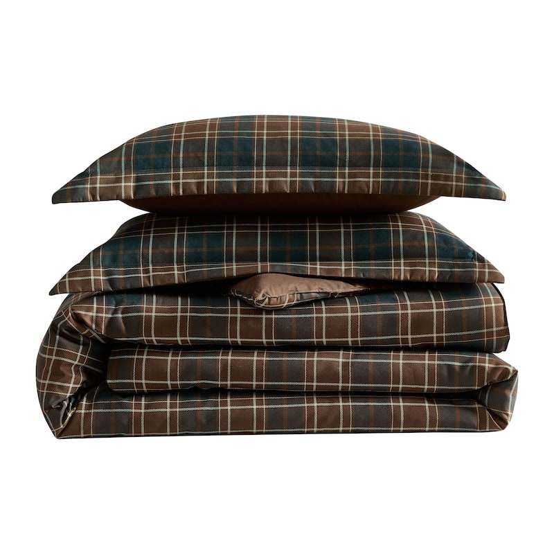 Eddie Bauer Huntley Plaid Reversible Brown Comforter Set