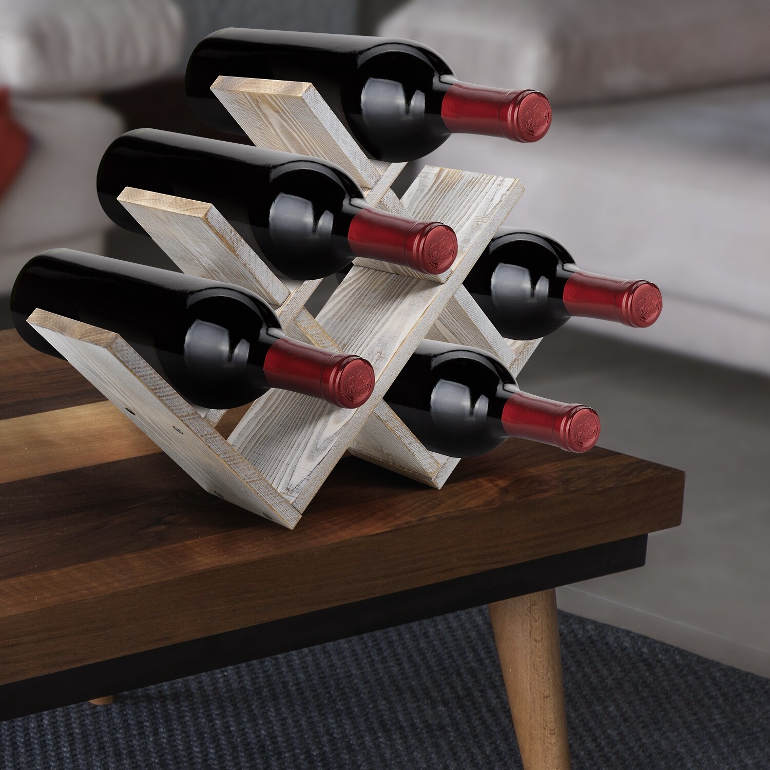 Wooden Wine Rack Butterfly Style Stores 8 Bottles of Wine