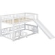 preview thumbnail 12 of 10, Twin Over Twin Low Bunk Bed with Slide, with Fence and Ladder for Toddler Kids Teens