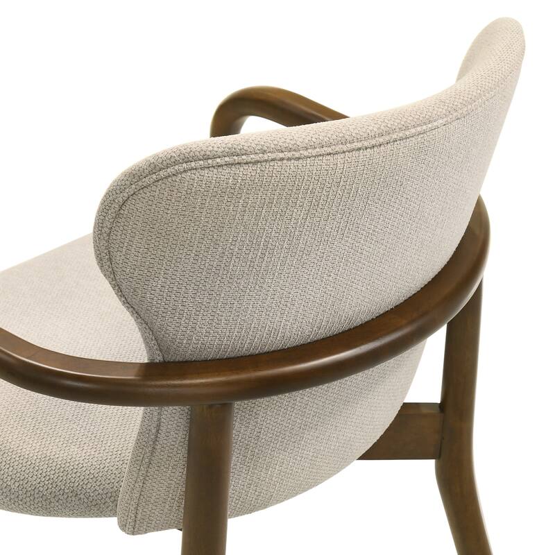 Klarissa Mid-Century Modern Cream Upholstered Walnut Finished Solid Wood Dining Chair