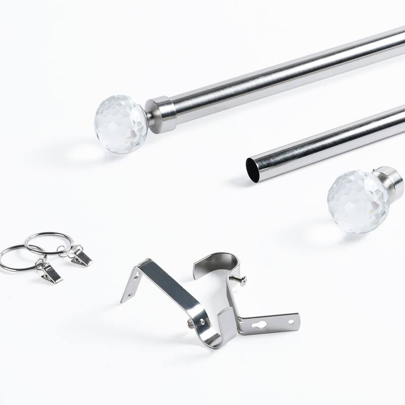 Exclusive Fabrics Glass Sphere Prism Extendable Metal Rod Set, 52 - 144