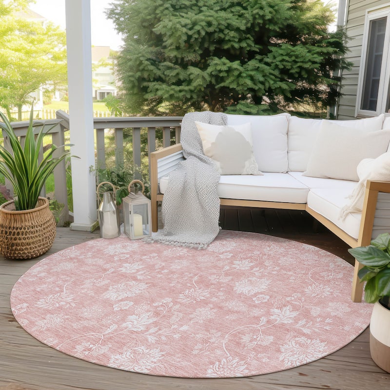 Machine Washable Indoor/ Outdoor Chantille Casual Floral Farmhouse Rug