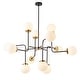 preview thumbnail 6 of 7, Modern Black 12-Light Sputnik Pendant Lamp with White Glass Shade