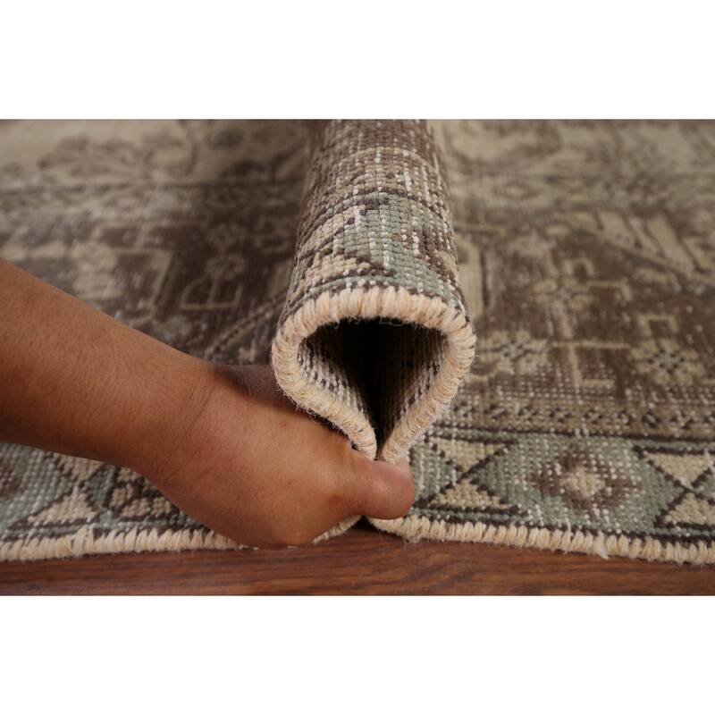 Distressed Tabriz Vintage Persian Rug Hand-Knotted Wool Carpet - 9'9" x 12'3"
