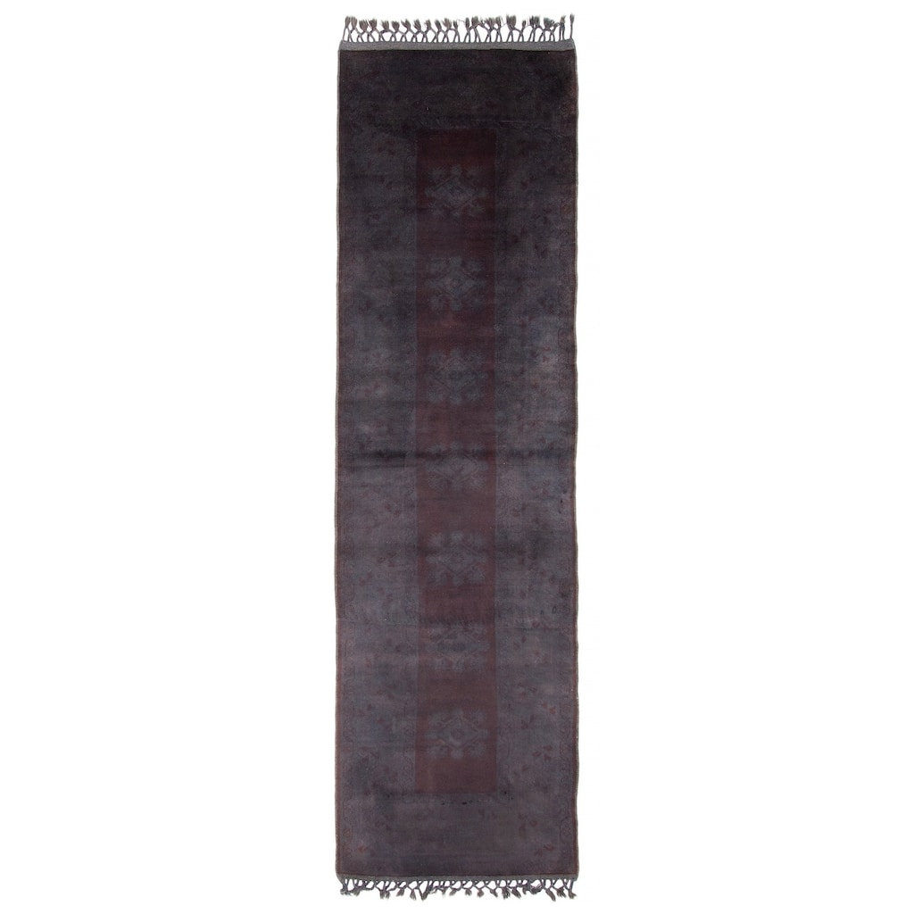 ECARPETGALLERY Hand-knotted Color Transition Charcoal Wool Rug - 2'9 x 9'7