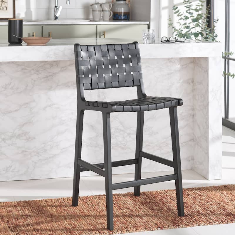 SAFAVIEH Home Adah 27-inch Leather Counter Stool - 20"Wx20"Dx41"H