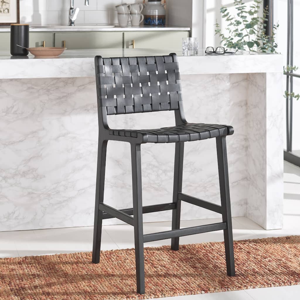 SAFAVIEH Home Adah 27-inch Leather Counter Stool - 20"Wx20"Dx41"H