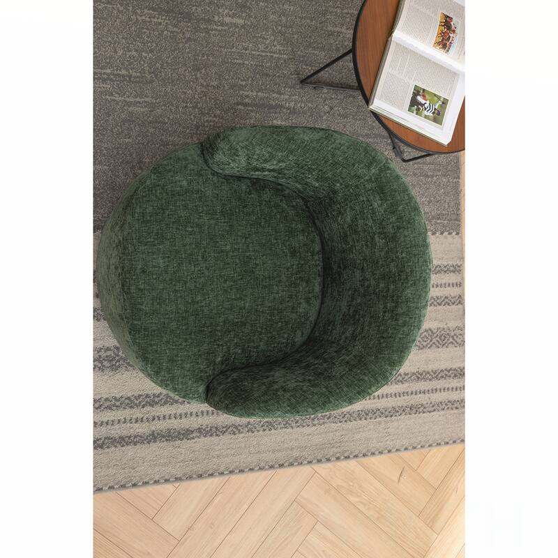 Chenille Swivel Barrel Chair